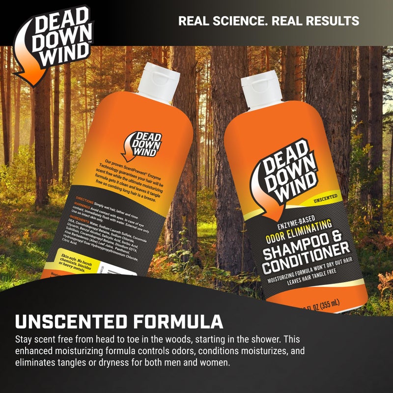 Dead Down Wind Shampoo & Conditioner | 12 oz Bottle | Odor Eliminator, Hunting Accessories | Gentle Shampoo & Conditioner for Hunting | Safe for Sensitive Skin, Orange, Model:121218 - Image 4